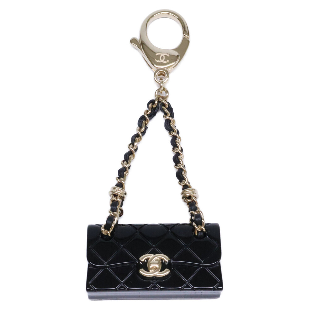 CHANEL B23C ABA121 GP Leather Resin Coco Mark Matelassé Chain Bag Motif Charm...
